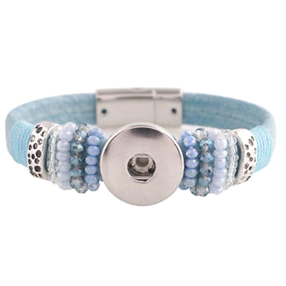 Snap Button Jewelry Blue Beaded Bracelet